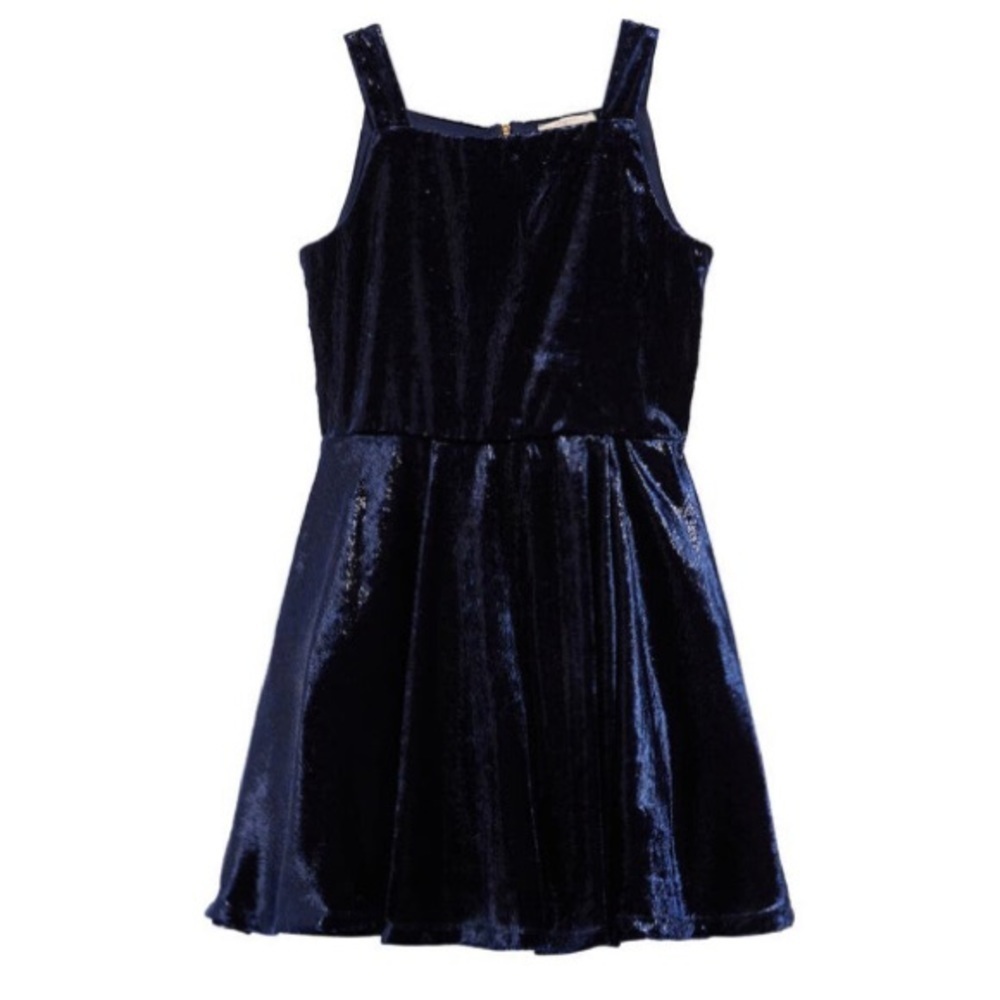 Hannah Banana Navy Crushed Velvet Dress